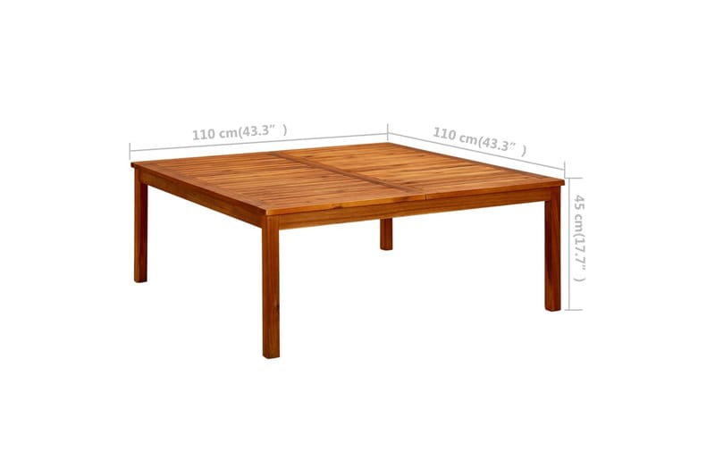 sofabord til haven 110x110x45 cm massivt akacietræ - Brun - Spisebord & havebord