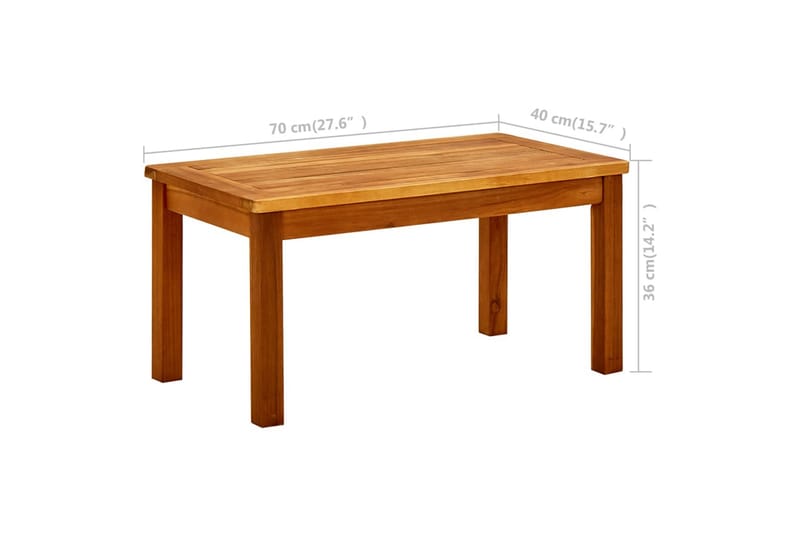 sofabord til haven 70x40x36 cm massivt akacietræ - Brun - Havemøbler - Havebord - Spisebord & havebord