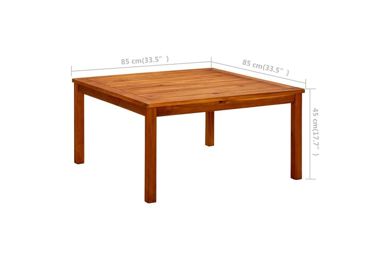 sofabord til haven 85x85x45 cm massivt akacietræ - Brun - Havemøbler - Havebord - Spisebord & havebord