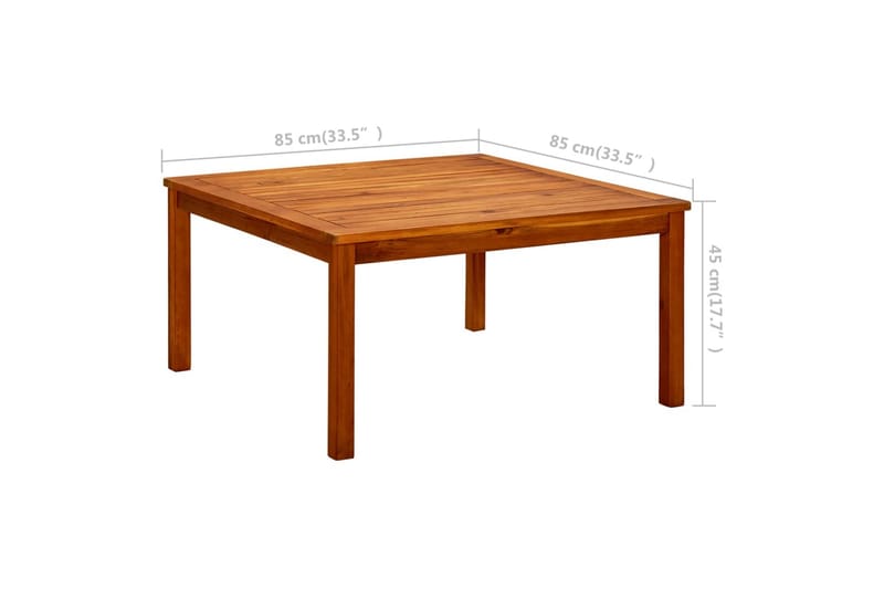 sofabord til haven 85x85x45 cm massivt akacietræ - Brun - Spisebord & havebord