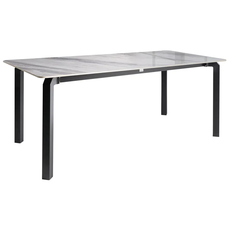 Spisebord udendørs Feletto 90x180 cm Sten, Grå/Sort