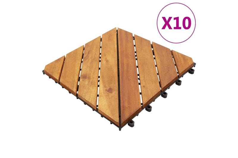 terrassefliser 10 stk. 30x30 cm massivt akacietræ - Brun - Havemøbler - Havebord - Spisebord & havebord