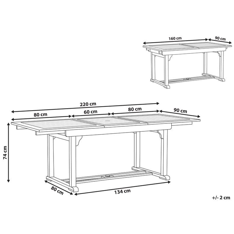 Spisebord Toscana 220 cm - Mørkerød - Havemøbler - Havebord - Spisebord & havebord