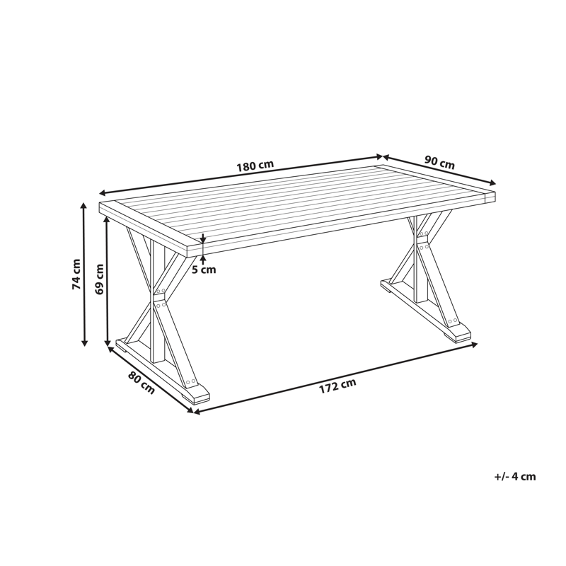 Spisebord udendørs Calabritto 90 cm 180 cm akacietræ - Brun - Havemøbler - Havebord - Spisebord & havebord