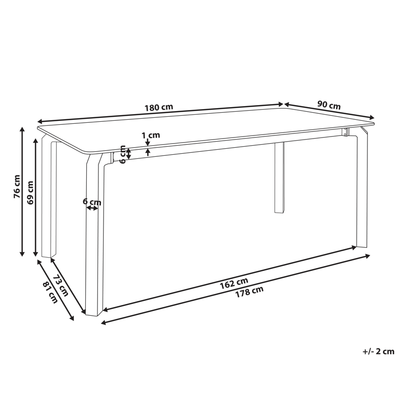 Spisebord udendørs Feletto 90x180 cm Sten - Grå/Sort - Havemøbler - Havebord - Spisebord & havebord
