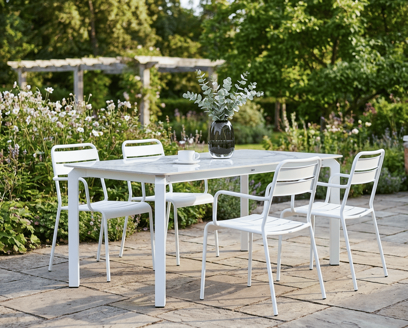 Spisebord udendørs Feletto 90x180 cm Sten Hvid - Hvid - Havemøbler - Havebord - Spisebord & havebord