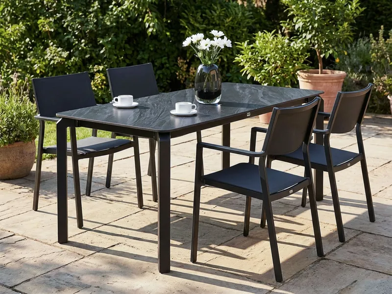 Spisebord udendørs Feletto 90x180 cm Sten - Sort - Havemøbler - Havebord - Spisebord & havebord