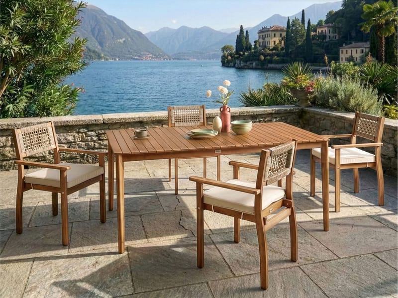 Spisebord udendørs Jaco 100x180 cm akacietræ - Brun - Havemøbler - Havebord - Spisebord & havebord