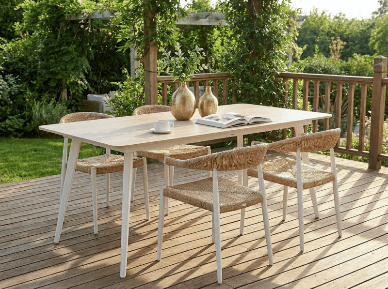 Spisebord udendørs Rodallo 90x160 cm Sten - Beige/Hvid - Havemøbler - Havebord - Spisebord & havebord