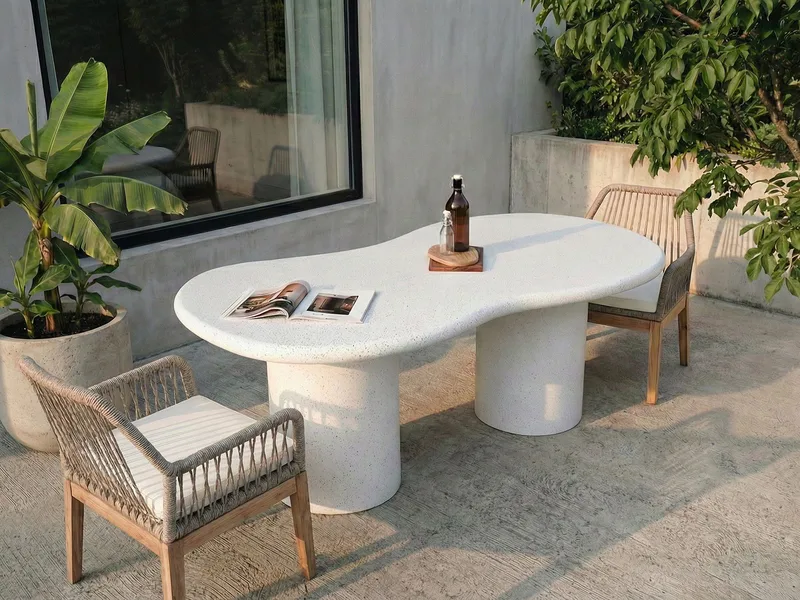 Spisebord udendørs Sirmione 200 cm terrazzoeffekt - Hvid - Havemøbler - Havebord - Spisebord & havebord