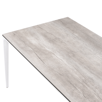 Spisebord udendørs Sovareto 90x180 cm imitation af træ - Grå/Hvid - Havemøbler - Havebord - Spisebord & havebord