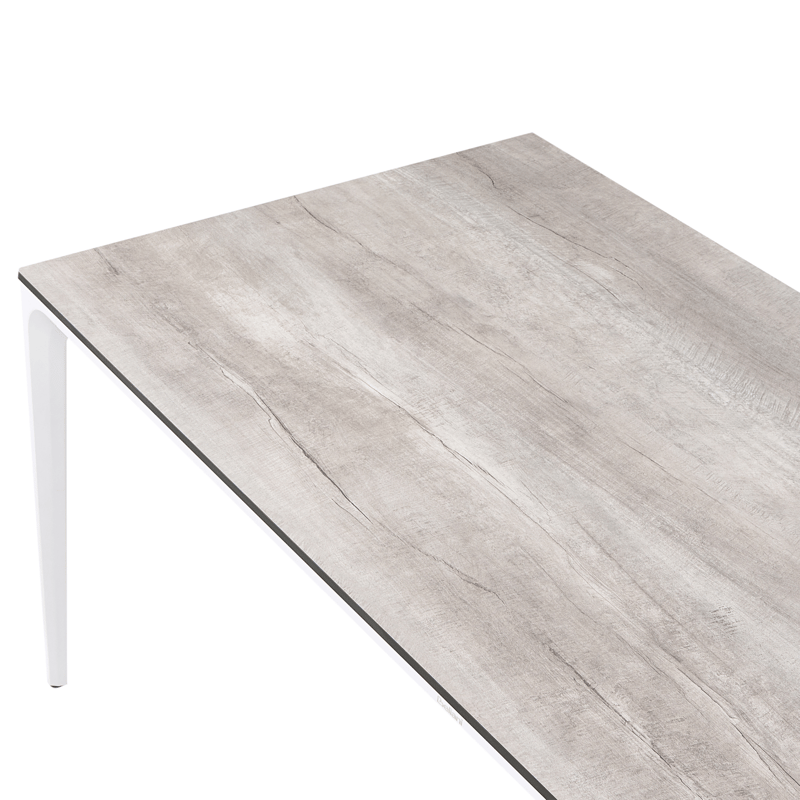 Spisebord udendørs Sovareto 90x180 cm imitation af træ - Grå/Hvid - Havemøbler - Havebord - Spisebord & havebord