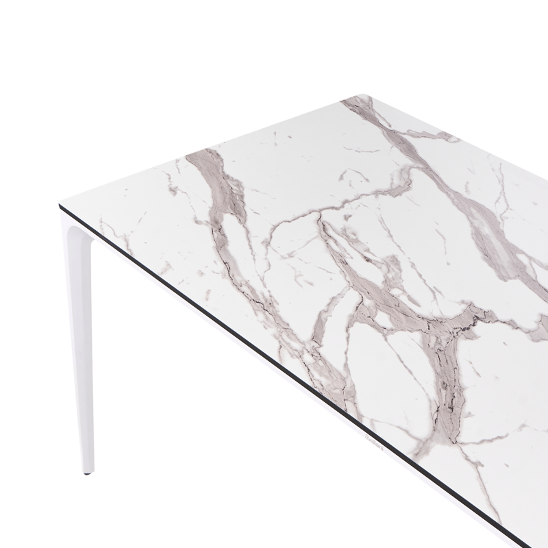 Spisebord udendørs Sovareto 90x180 cm marmoreffekt - Hvid - Havemøbler - Havebord - Spisebord & havebord