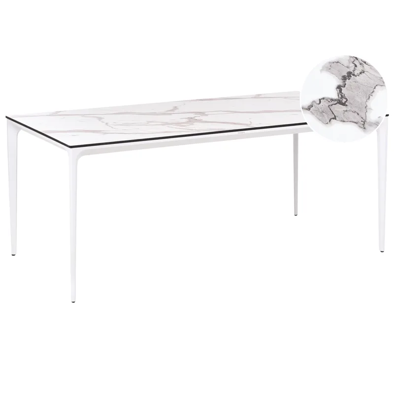 Spisebord udendørs Sovareto 90x180 cm marmoreffekt, Hvid