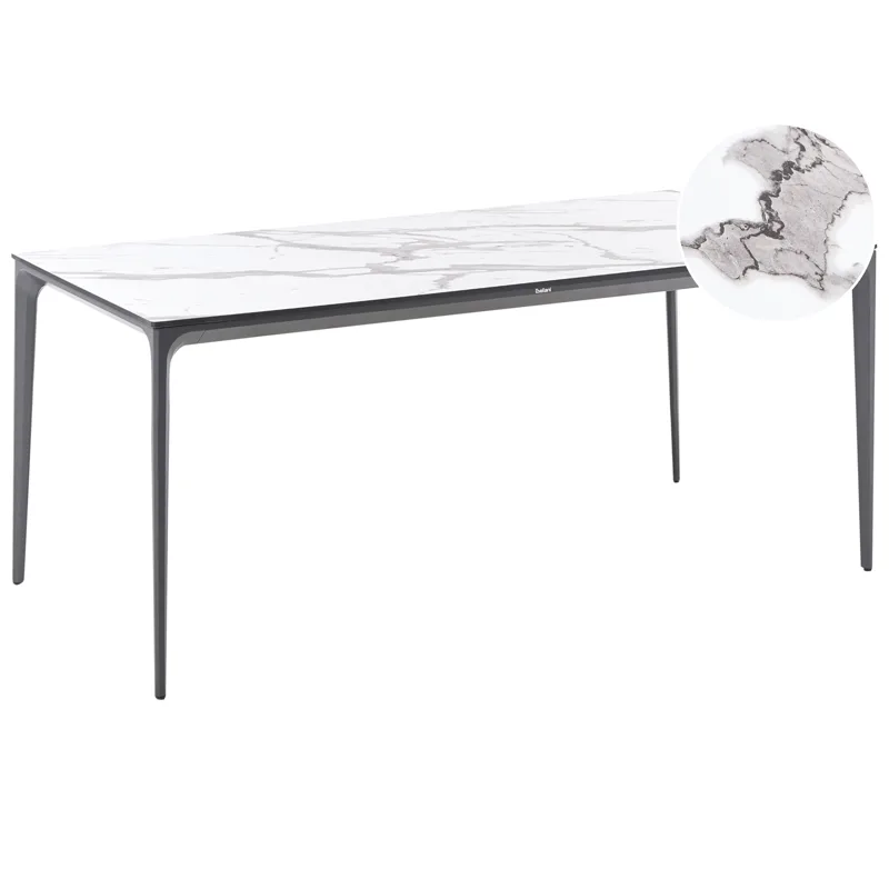 Spisebord udendørs Sovareto 90x180 cm marmoreffekt, Hvid/Grå