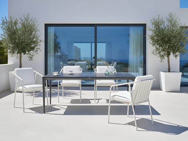 Spisebord udendørs Sovareto 90x180 cm marmoreffekt - Sort/Grå - Havemøbler - Havebord - Spisebord & havebord