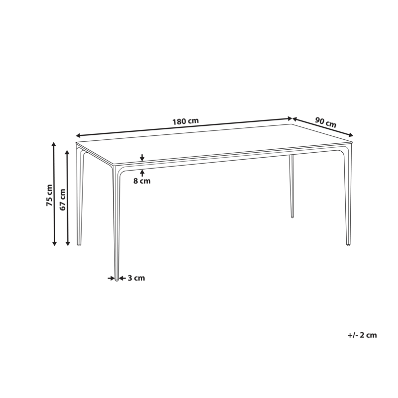 Spisebord udendørs Sovareto 90x180 cm marmoreffekt - Sort/Hvid - Havemøbler - Havebord - Spisebord & havebord