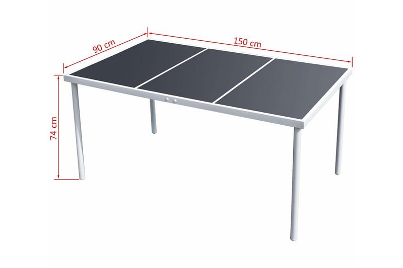 Udendørs Spisebord 150 X 90 X 74 Cm Sort - Sort - Spisebord & havebord