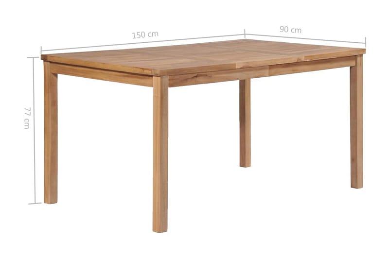 Udendørs Spisebord 150 X 90 X 77 Cm Massivt Teaktræ - Brun - Havemøbler - Havebord - Spisebord & havebord
