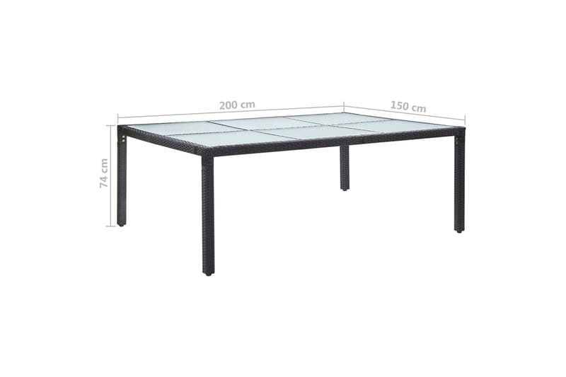 Udendørs Spisebord 200x150x74 cm Polyrattan Sort - Havemøbler - Havebord - Spisebord & havebord