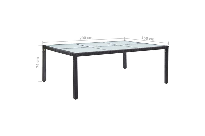 Udendørs Spisebord 200x150x74 cm Polyrattan Sort - Spisebord & havebord