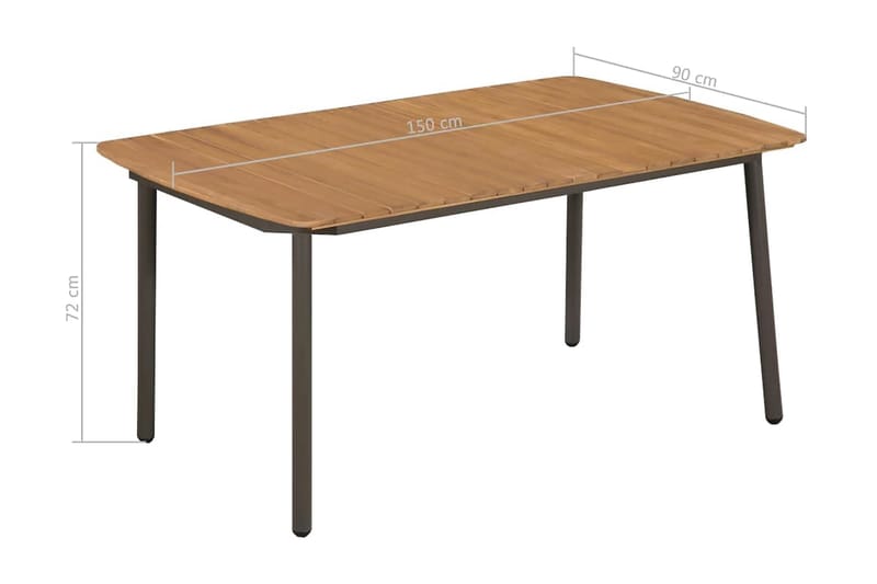 Udendørs Spisebord Akacie Og Stål 150 X 90 X 72 Cm - Brun - Havemøbler - Havebord - Spisebord & havebord
