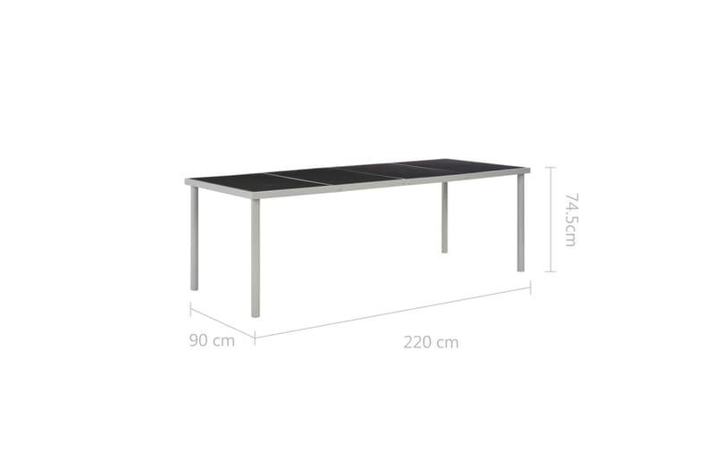 Udendørs Spisebord I Stål 220 X 90 X 74,5 Cm Sort - Sort - Havemøbler - Havebord - Spisebord & havebord