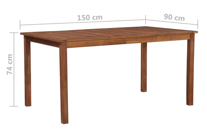 Udendørs Spisebord Massivt Akacietræ 150 X 90 X 74 Cm - Brun - Havemøbler - Havebord - Spisebord & havebord
