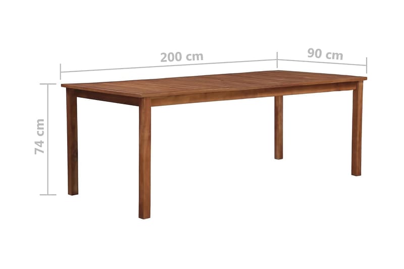 Udendørs Spisebord Massivt Akacietræ 200 X 90 X 74 Cm - Brun - Havemøbler - Havebord - Spisebord & havebord