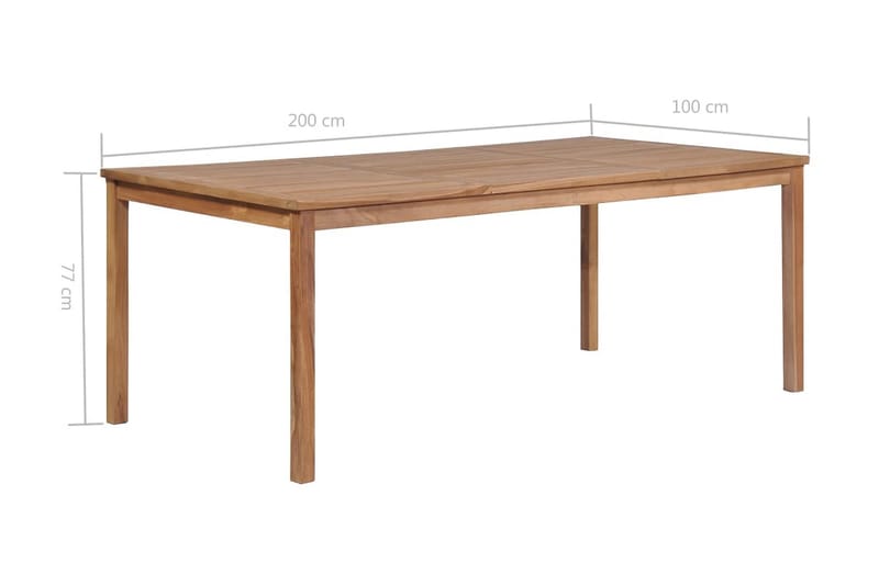 Udendørs Spisebord Massivt Teaktræ 200 X 100 X 77 Cm - Brun - Havemøbler - Havebord - Spisebord & havebord