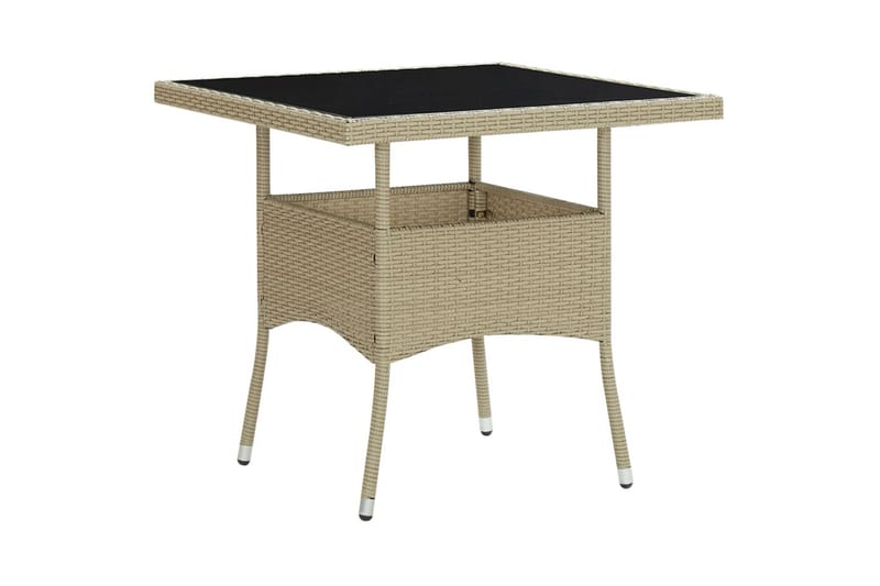 Udendørs spisebord polyrattan og glas beige - Beige - Spisebord & havebord