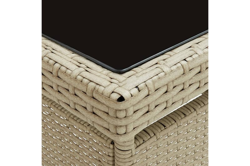 Udendørs spisebord polyrattan og glas beige - Beige - Spisebord & havebord