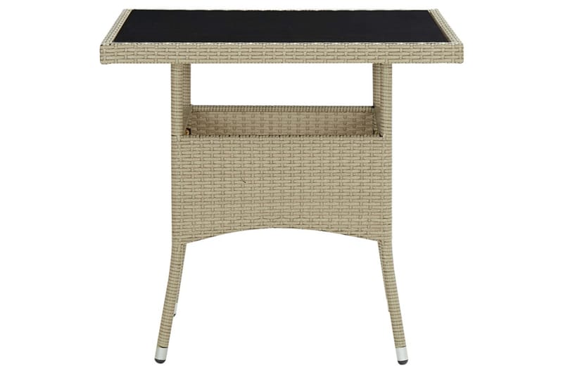 Udendørs spisebord polyrattan og glas beige - Beige - Spisebord & havebord