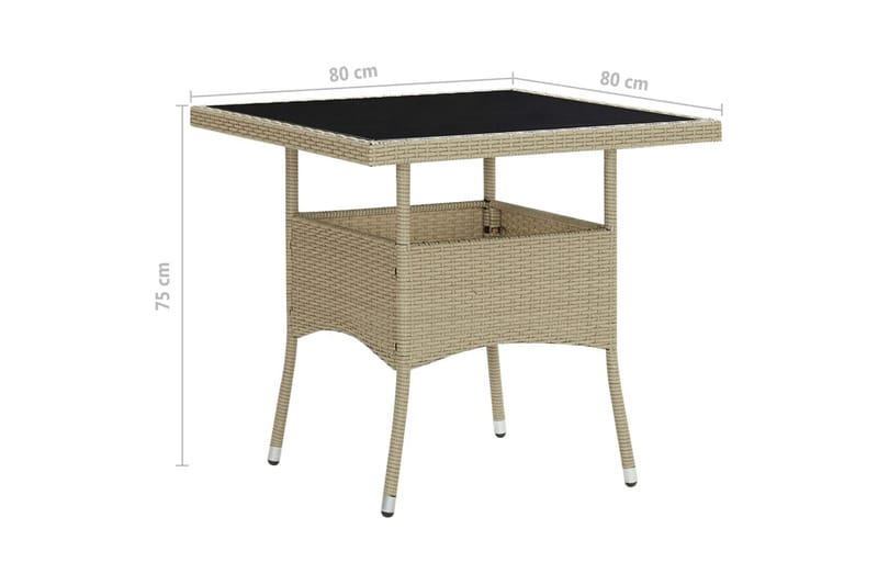 Udendørs spisebord polyrattan og glas beige - Beige - Havemøbler - Havebord - Spisebord & havebord