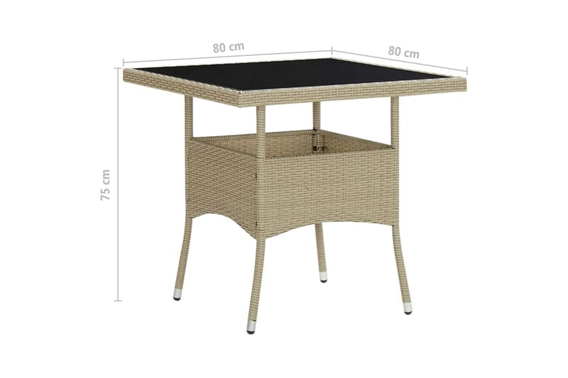 Udendørs spisebord polyrattan og glas beige - Beige - Spisebord & havebord