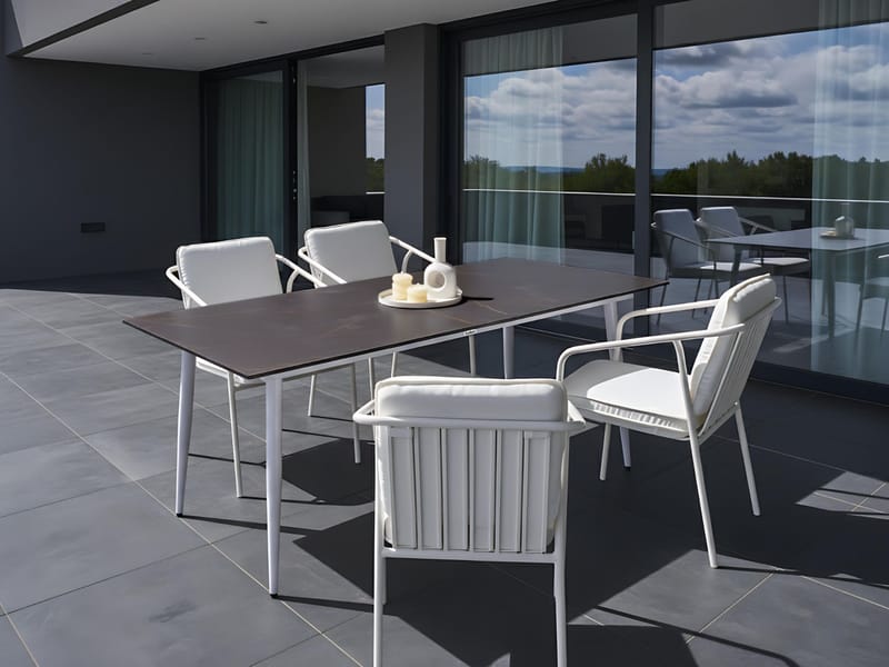 Spisebord udendørs Tolentino 90x180 cm marmoreffekt - Hvid/Grå - Havemøbler - Havebord - Spisebord & havebord