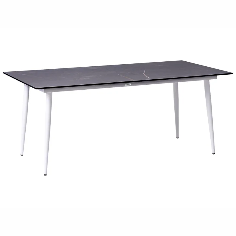 Spisebord udendørs Tolentino 90x180 cm marmoreffekt, Hvid/Grå