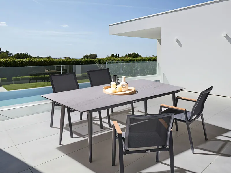 Spisebord udendørs Tolentino 90x180 cm steneffekt - Grå/Beige - Havemøbler - Havebord - Spisebord & havebord