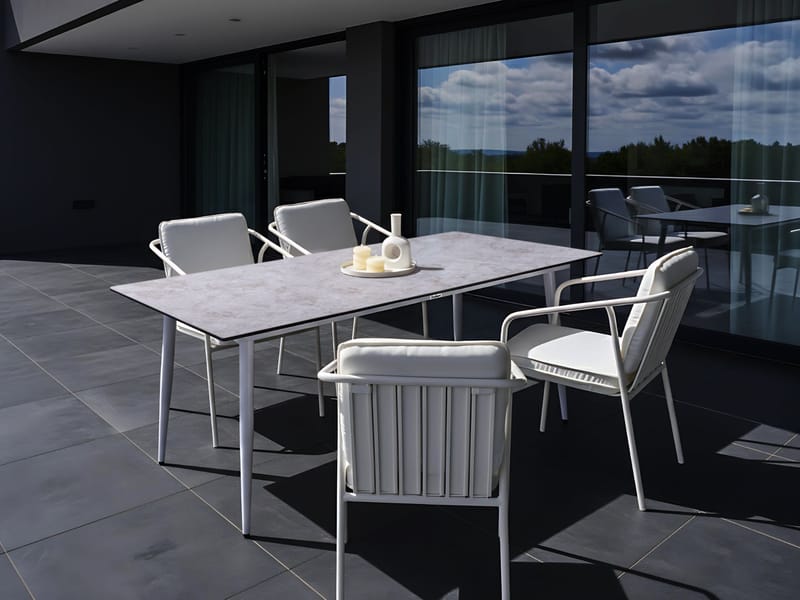 Spisebord udendørs Tolentino 90x180 cm steneffekt - Grå/Hvid - Havemøbler - Havebord - Spisebord & havebord