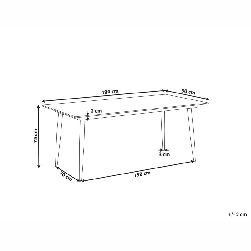 Spisebord udendørs Tolentino 90x180 cm steneffekt - Hvid/Grå - Havemøbler - Havebord - Spisebord & havebord