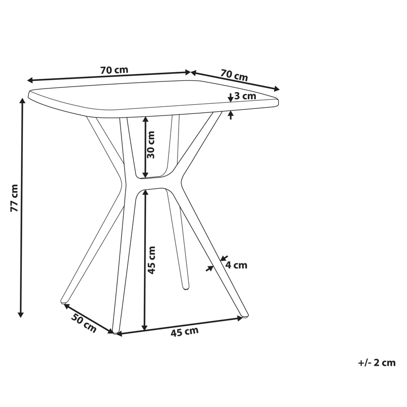 Spisebord udendørs Piave 70x70 cm - Sort - Havemøbler - Havebord - Spisebord & havebord
