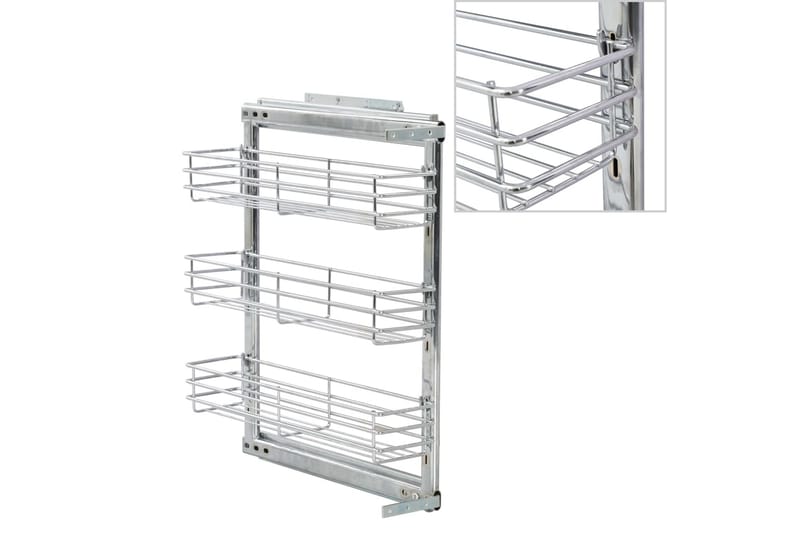 udtrækkelig trådnetskurv til køkken 3 niveauer 47x15x56 cm - Sølv - Havemøbler - Havebord - Spisebord & havebord