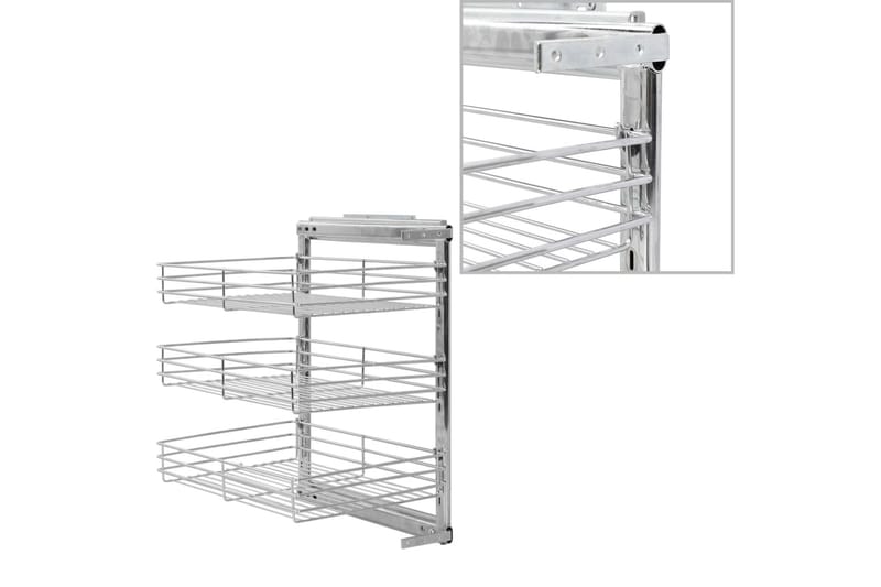 udtrækkelig trådnetskurv til køkken 3 niveauer 47x35x56 cm s - Sølv - Havemøbler - Havebord - Spisebord & havebord