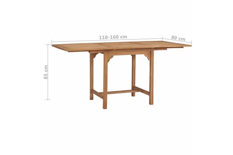 Udvideligt Havebord (110-160) x 80 x 75 cm Massivt Teaktræ - Brun - Havemøbler - Havebord - Spisebord & havebord