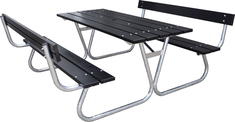 Stabil Picnic Sæt Metal Ryglæn inkluderet, Sort