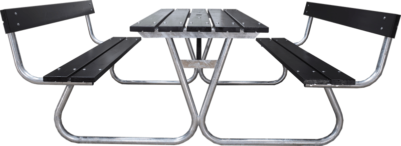 Stabil Picnic Sæt Metal Ryglæn inkluderet - Sort - Havemøbler - Havebord - Picnicbord