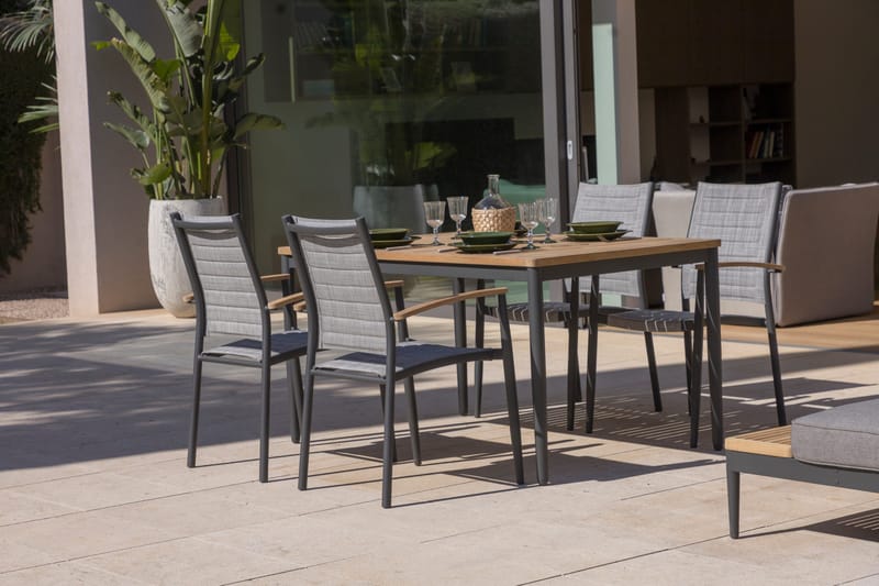 TOPAZ Bord 144 cm - Træ/Grå - Havemøbler - Havebord - Spisebord & havebord