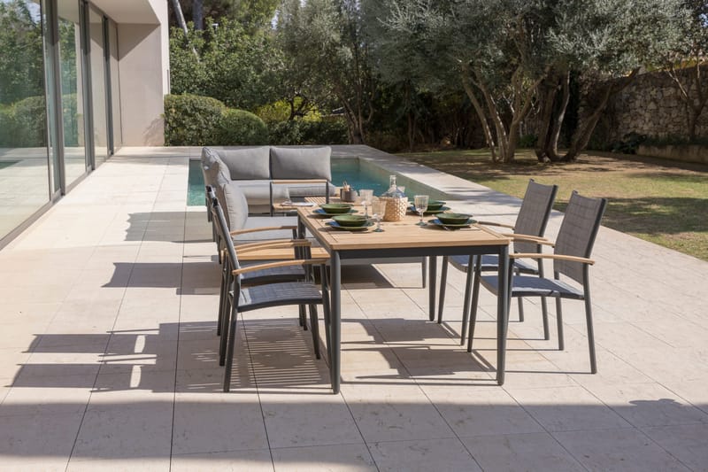 TOPAZ Bord 144 cm - Træ/Grå - Havemøbler - Havebord - Spisebord & havebord