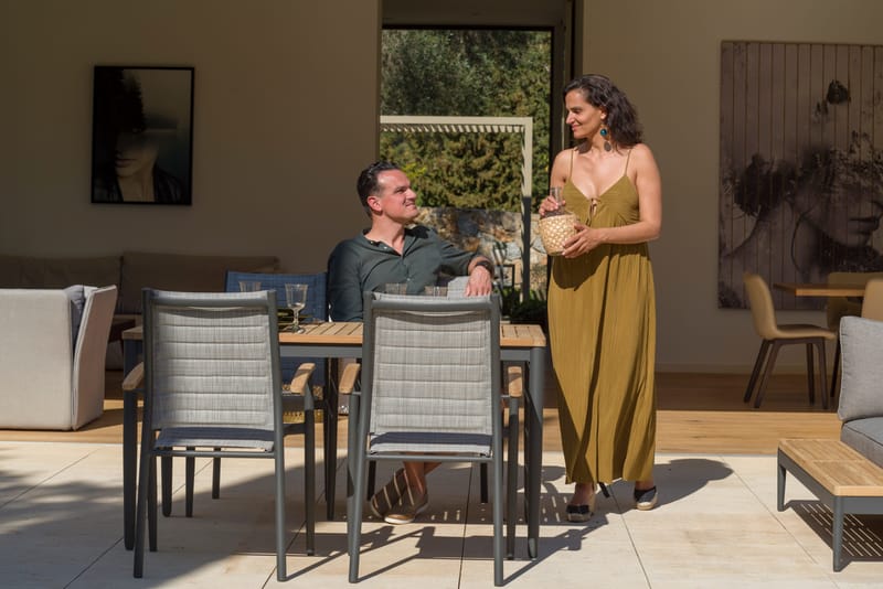 TOPAZ Bord 144 cm - Træ/Grå - Havemøbler - Havebord - Spisebord & havebord