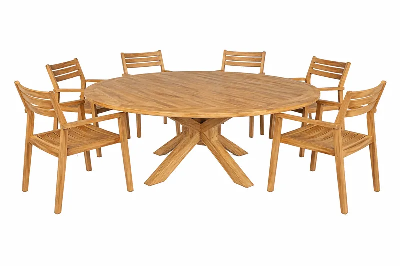 Toscana Udendørsbord Ø180 cm - Naturligt Farvet - Havemøbler - Havebord - Spisebord & havebord